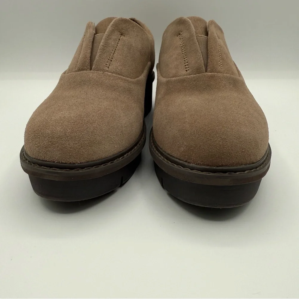 Clarks Airabell Sky Suede Slip On Loafers Pebble Taupe 9W Wide